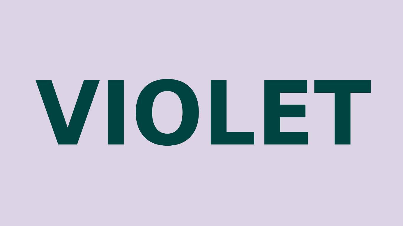 Fond violet avec le mot &laquo; violet &raquo; en vert fonc&eacute;.